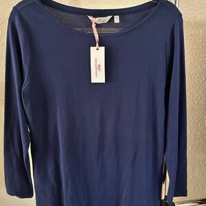Vineyard Vines Navy Long-Sleeve Boatneck Top